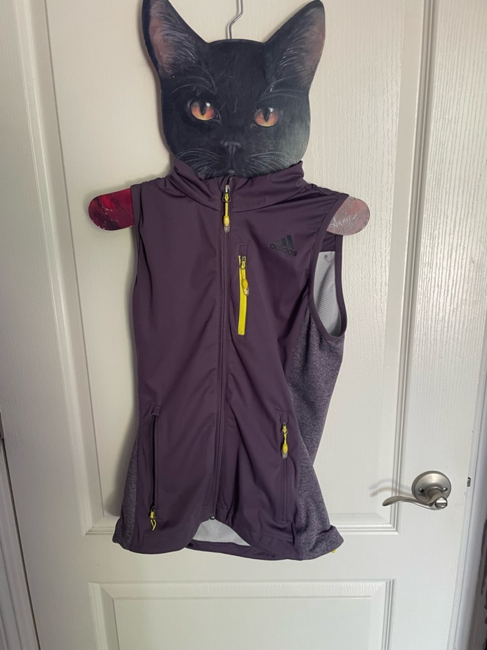 adidas Purple Sleeveless Zip Vest with Yellow Accents